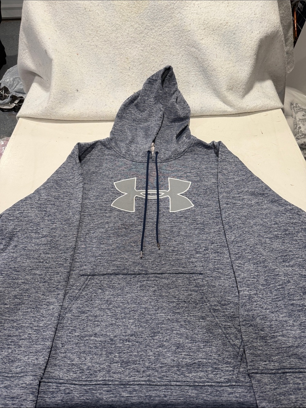 Under Armour Heather Navy and Light Gray Logo Hoodie - Picture 4 of 6